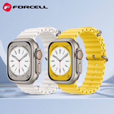 Pasek do Apple Watch Forcell F-Design FA12 dziurki silikon 42 / 44 / 45 / 49 mm zólty
