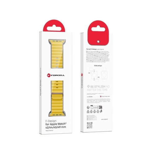 Pasek do Apple Watch Forcell F-Design FA12 dziurki silikon 42 / 44 / 45 / 49 mm zólty