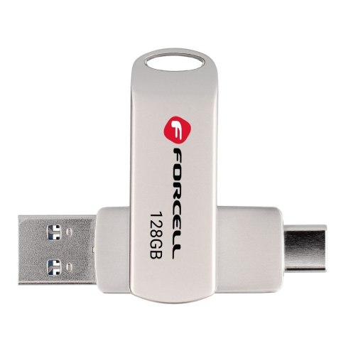 Pendrive 128GB USB 3.2 Gen 1 (USB A / USB C) Forcell F-Data Metal Duo srebrny