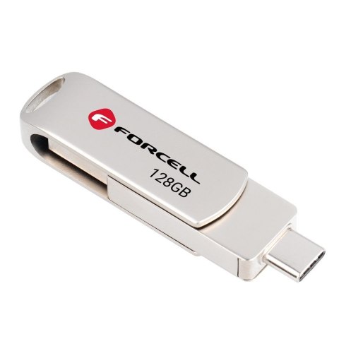 Pendrive 128GB USB 3.2 Gen 1 (USB A / USB C) Forcell F-Data Metal Duo srebrny