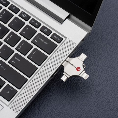 Pendrive 32GB USB 3.2 Gen 1 (USB A / USB C / Lightning / Micro USB) Forcell F-Data Metal Quad srebrny