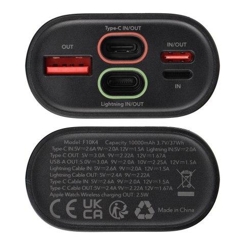 Powerbank Forcell F-Energy F10K4 PD QC3.0 3A 22,5W 10000 mAh kompatybilny z Apple Watch czarny