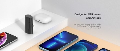 Powerbank Veger PlugOn (W0556P) PD QC3.0 3A 20W 5000 mAh z wbudowanym złączem Lightning czarny