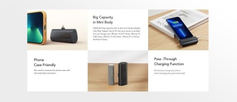 Powerbank Veger PlugOn (W0556P) PD QC3.0 3A 20W 5000 mAh z wbudowanym złączem Lightning czarny