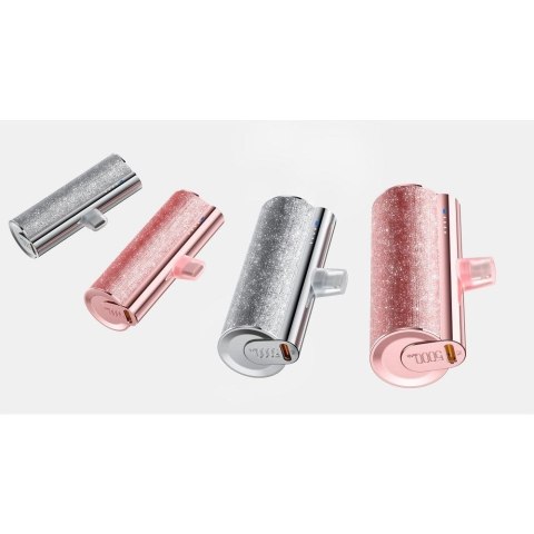 Powerbank Veger PlugOn (W0573) PD QC3.0 2,4A 12W 5000 mAh z wbudowanym złączem USB C rózowy