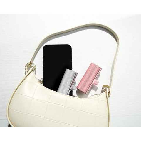 Powerbank Veger PlugOn (W0573) PD QC3.0 2,4A 12W 5000 mAh z wbudowanym złączem USB C rózowy