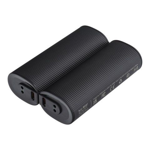 Powerbank Veger (W0587) 2,4A 2 szt 2 x 5000 mAh z podgrzewaczem do rąk czarno srebrny