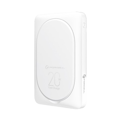 Powerbank zgodny z MagSafe Forcell F-Energy MagStand F10K2 QC3.0 PD 5A 20W 10000 mAh biały