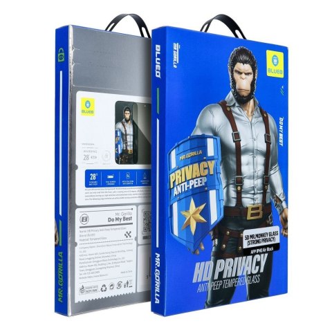 Szkło Hartowane 5D Mr. Monkey Glass - Apple iPhone 17 Air czarny (Anti-Peep Strong Privacy)