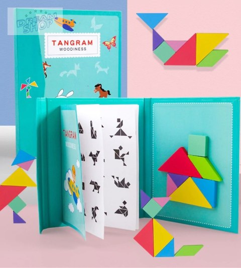 Książeczka magnetyczna układanka klocki 3D tangram Książeczka magnetyczna układanka klocki 3D tangram