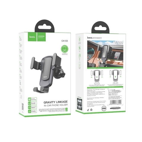 Uchwyt na telefon do samochodu grawitacyjny Hoco do kratki CA103 czarny