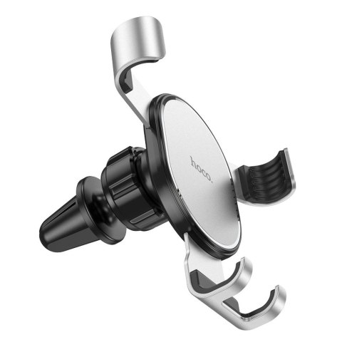 Uchwyt na telefon do samochodu grawitacyjny Hoco do kratki CA56 PLUS metal srebrny