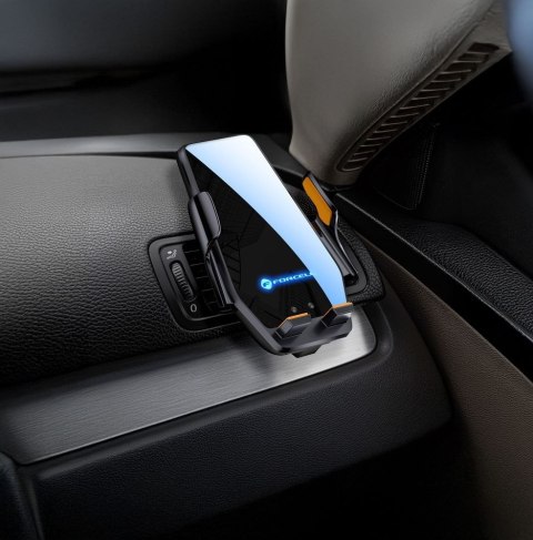 Uchwyt na telefon do samochodu indukcyjny Forcell F-Grip HS6 15W do szyby / kratki czarny