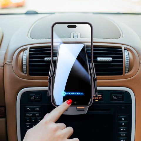 Uchwyt na telefon do samochodu indukcyjny Forcell F-Grip HS6 15W do szyby / kratki czarny
