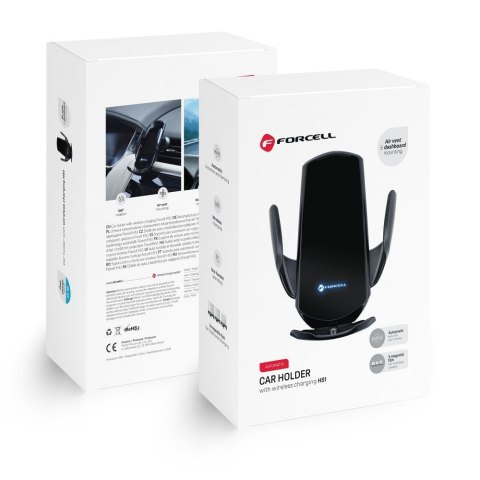 Uchwyt na telefon do samochodu indukcyjny automatyczny Forcell F-Grip HS1 Qi 15W do szyby / kratki czarny