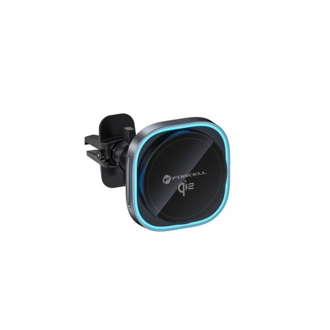 Uchwyt na telefon do samochodu indukcyjny zgodny z MagSafe Forcell F-Grip Air Mag F-07 Qi2 15W do kratki srebrny