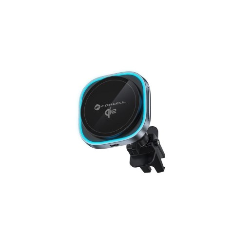 Uchwyt na telefon do samochodu indukcyjny zgodny z MagSafe Forcell F-Grip Air Mag F-07 Qi2 15W do kratki srebrny