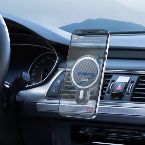 Uchwyt na telefon do samochodu indukcyjny zgodny z MagSafe Hoco 15W do kratki CA85 czarny