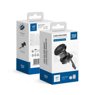 Uchwyt na telefon do samochodu magnetyczny Blue Star Smart Lock Round Magnetic do kratki czarny