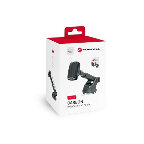 Uchwyt na telefon do samochodu magnetyczny Forcell F-Grip Carbon H-CT327 do szyby / deski czarny
