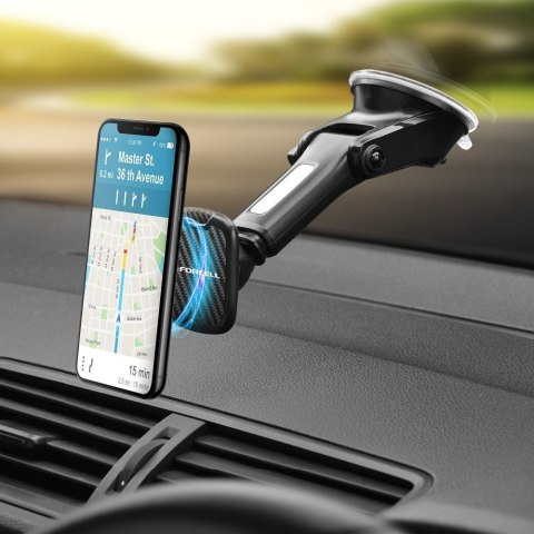 Uchwyt na telefon do samochodu magnetyczny Forcell F-Grip Carbon H-CT327 do szyby / deski czarny