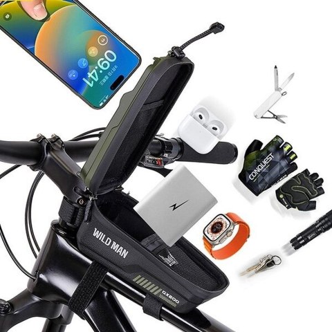 WILDMAN sakwa rowerowa na ramę na zamek 1L (4" - 7") GX200 zielona
