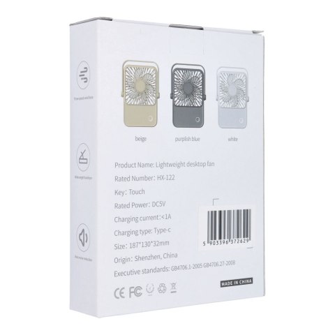 Wentylator / wiatrak biurkowy z regulowaną podstawką HX-122 beżowy