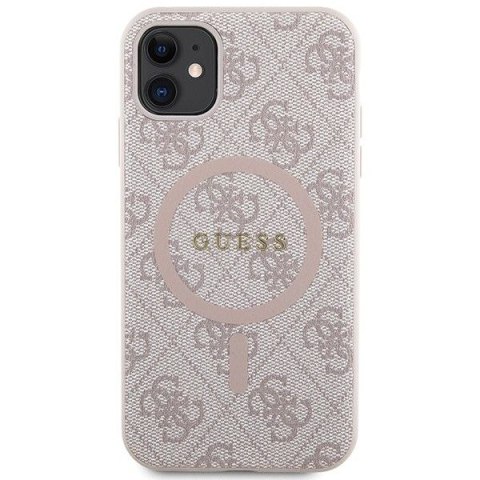 GUESS futerał do IPHONE 11 kompatybliny z MagSafe GUHMN61G4GFRP (4G Ring classic logo) różowy