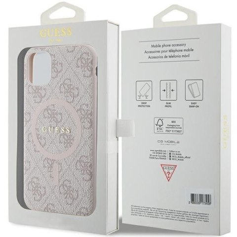GUESS futerał do IPHONE 11 kompatybliny z MagSafe GUHMN61G4GFRP (4G Ring classic logo) różowy