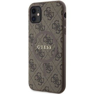 GUESS futerał do IPHONE 11 kompatybliny z MagSafe GUHMN61G4GFRW (4G Ring classic logo) brązowy