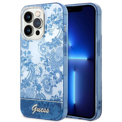 GUESS futerał do IPHONE 14 Pro GUHCP14LHGPLHB (IML Electro Cam TDJ) niebieski