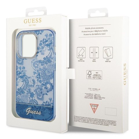 GUESS futerał do IPHONE 14 Pro GUHCP14LHGPLHB (IML Electro Cam TDJ) niebieski