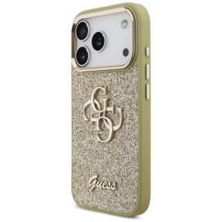 GUESS futerał do IPHONE 17 Pro GUHCP17LHG4SGCD (Fixed Glitter Big 4G Metal Frame) złoty