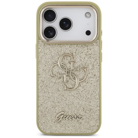 GUESS futerał do IPHONE 17 Pro GUHCP17LHG4SGCD (Fixed Glitter Big 4G Metal Frame) złoty