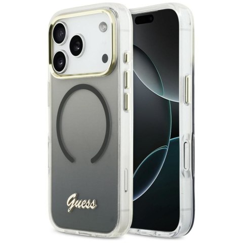 GUESS futerał do IPHONE 17 Pro kompatybilny z MagSafe GUHMP17L5HTGMCSK (IML Gradient Script Metal) czarny