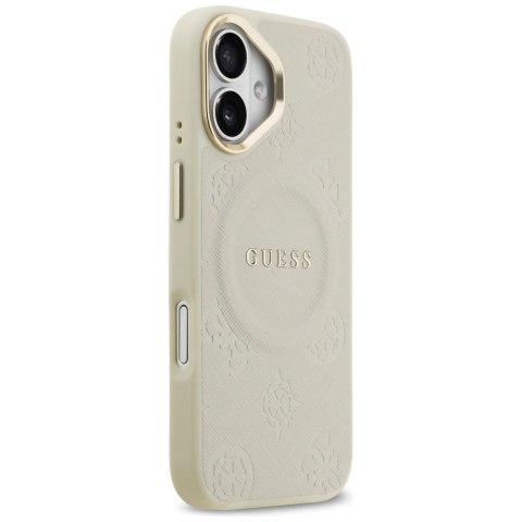 GUESS futerał do IPHONE 17 kompatybilny z MagSafe GUHMP17SPSAMSECE (PU W/ Peony Hot Stamp) beżowy