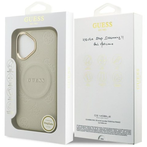 GUESS futerał do IPHONE 17 kompatybilny z MagSafe GUHMP17SPSAMSECE (PU W/ Peony Hot Stamp) beżowy