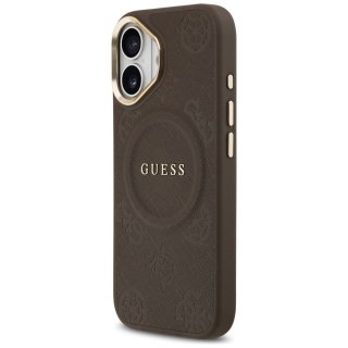 GUESS futerał do IPHONE 17 kompatybilny z MagSafe GUHMP17SPSAMSECW (PU W/ Peony Hot Stamp) brązowy