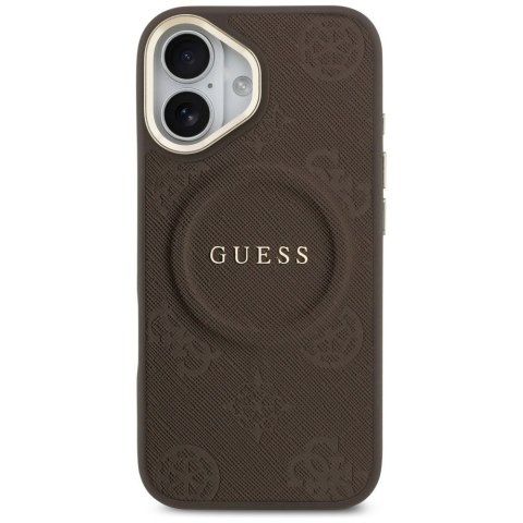 GUESS futerał do IPHONE 17 kompatybilny z MagSafe GUHMP17SPSAMSECW (PU W/ Peony Hot Stamp) brązowy