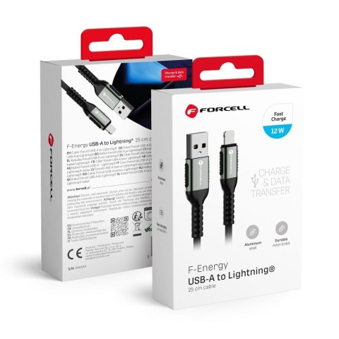 Kabel USB A do Lightning Forcell F-Energy 2,4A 12W Cafule 1,2 m C257 czarny