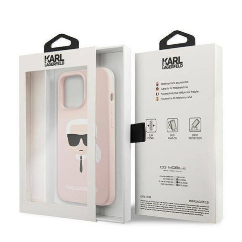 KARL LAGERFELD futerał do IPHONE 13 Pro KLHCP13LSLKHLP (Silicone K. Head) rózowy
