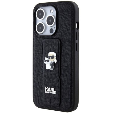 KARL LAGERFELD futerał do IPHONE 14 Pro KLHCP14LGSAKCPK (Gripstand Saffiano KC PIN) czarny
