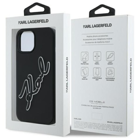KARL LAGERFELD futerał do IPHONE 15 KLHCP15S3DRKSDLK (3D Rubber Signature) black