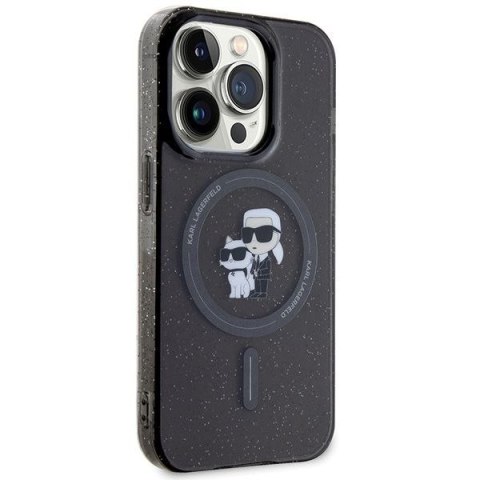 KARL LAGERFELD futerał do IPHONE 15 Pro KLHMP15LHGKCNOK (Glitter + MAG) czarny