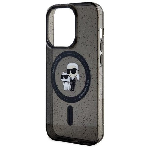 KARL LAGERFELD futerał do IPHONE 15 Pro KLHMP15LHGKCNOK (Glitter + MAG) czarny
