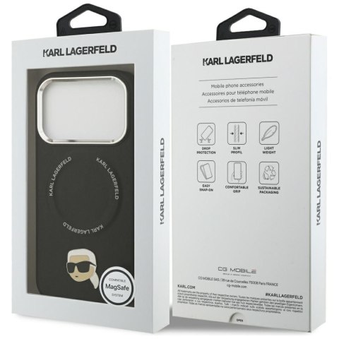 KARL LAGERFELD futerał do IPHONE 17 Pro kompatybilny z MagSafe KLHMP17LPSMLRKLK (PU Karl Pin) czarny