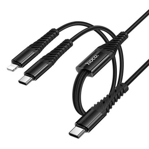 Kabel 2w1 USB C do USB C+Lightnig Hoco 1 m X123 czarny