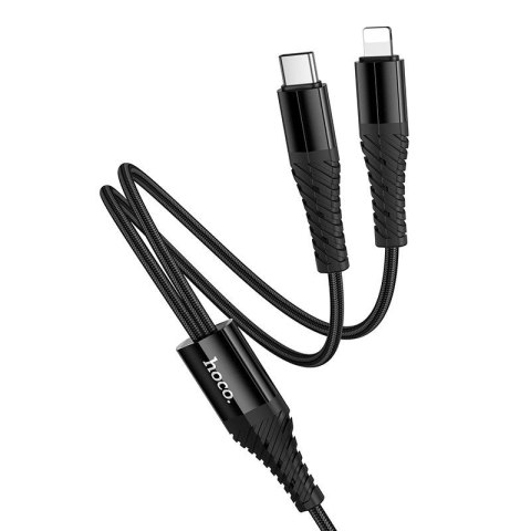 Kabel 2w1 USB C do USB C+Lightnig Hoco 1 m X123 czarny