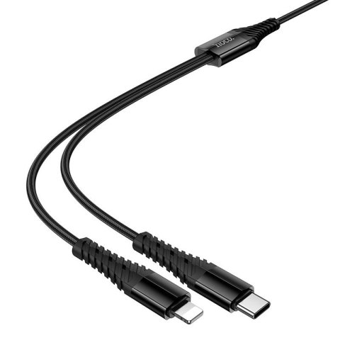 Kabel 2w1 USB C do USB C+Lightnig Hoco 1 m X123 czarny