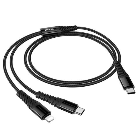 Kabel 2w1 USB C do USB C+Lightnig Hoco 1 m X123 czarny
